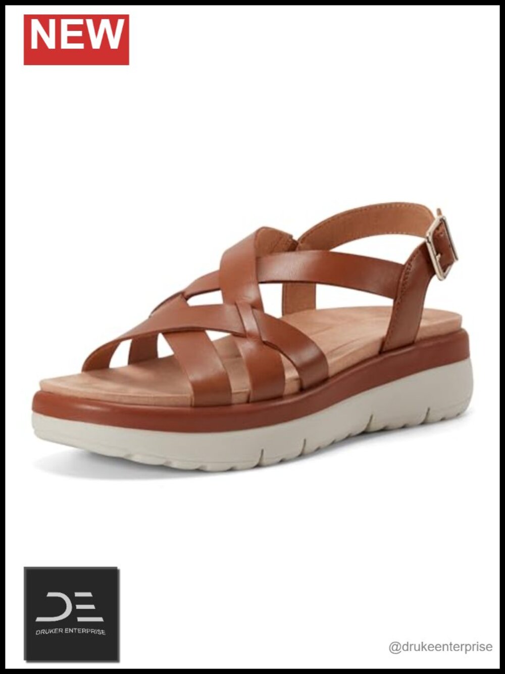 Women's Strappy Leather Flat Sandals Adjustable Buckle